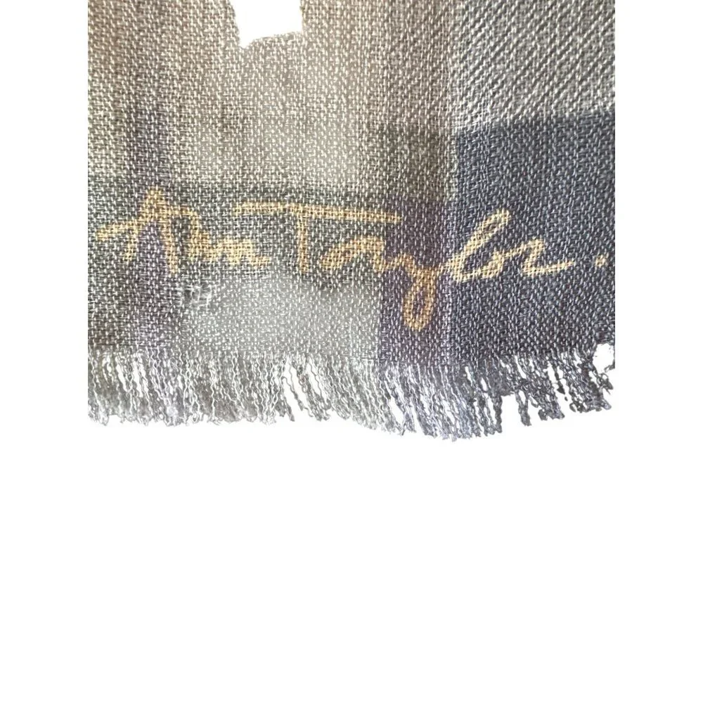 Ann Taylor Floral Wool Square Scarf Blue & Brown‎ Vintage 90s, Career Work